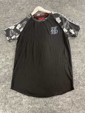 DFND Defend London Shirt Mens Small Tee Floral Black Short Sleeve NEW N46